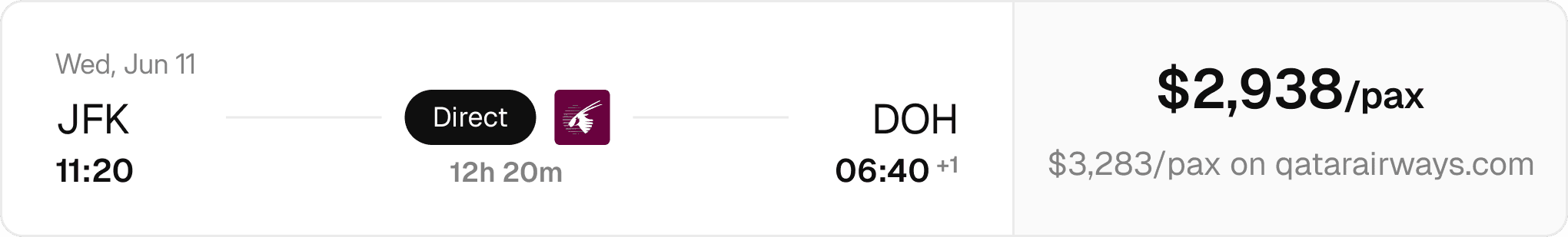 JFK to Doha on Basis